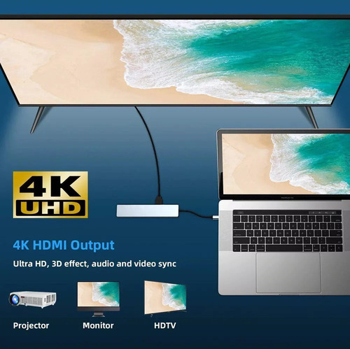 Usb C Hub Adaptador Hdmi 4k Micro Sd Win Lin