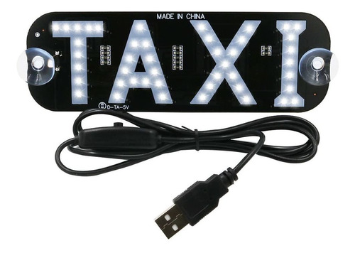 Decoracion Letrero Led Blanco Gancho Intermitente Taxi