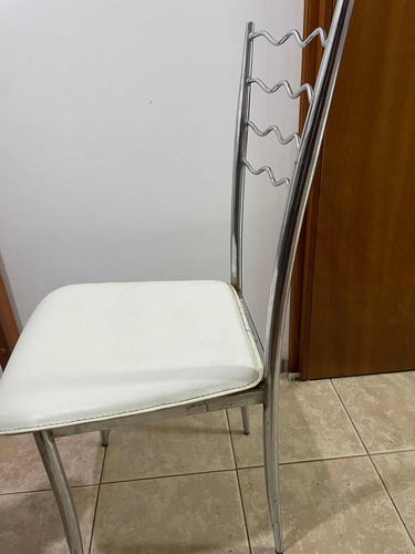 Comedor Con Mesa De Vidrio Doble , Patas Cromadas C 4 Sillas