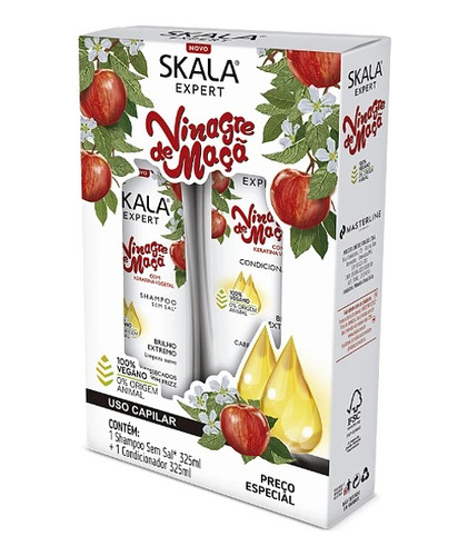 Kit Shampoo Y Acondicionador Skala Vinagre Manzana 650 Ml