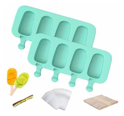 2 Mold Paleta Silicona Helado Para Pastel Hielo 4 Cavidad 50