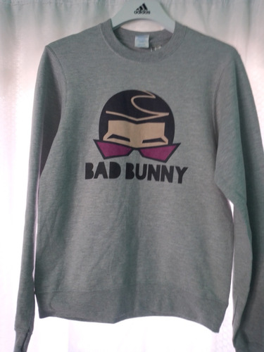 Sudadera Bad Bunny Gris Original Algodón Y Poliéster 