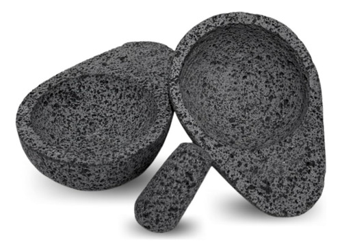 Juego 2 Molcajetes De Aguacate Mortero De Especias De Piedra