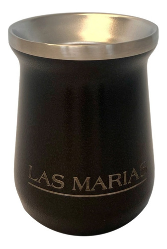 Mate Las Marías Acero Inoxidable Sakura Negro + Bombilla