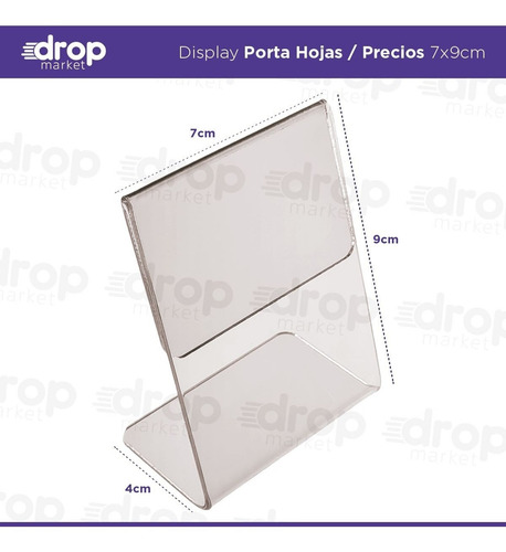 Imagen 2 de 10 de Porta Nombre Precios Acrílico Menú Mesa 7x9 Pack X10u