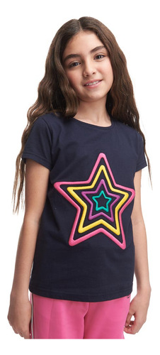 Playera Bordada Holly Land Kids 4501 Marino Para Niña