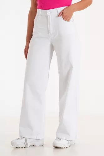 Pantalon Blanco Ancho Mujer