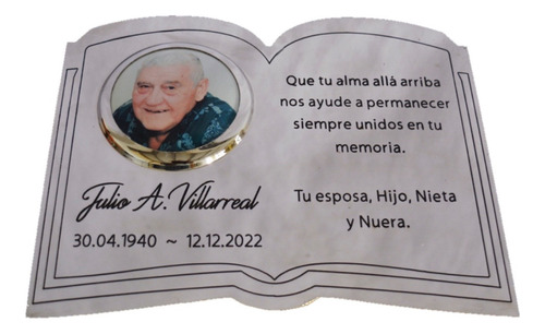 Placa Recordatoria Cementerio 30x20 + Foto + Floreros + Cruz