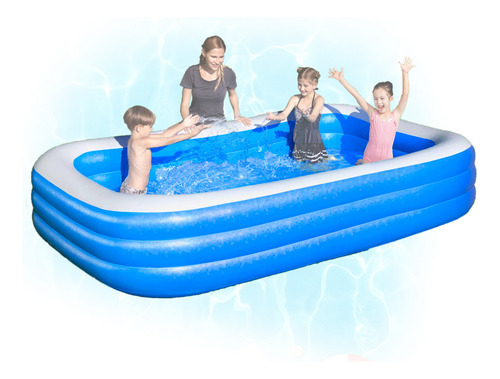 Piscina Inflável Retangular 712l 3 Camadas + Kit Reparo