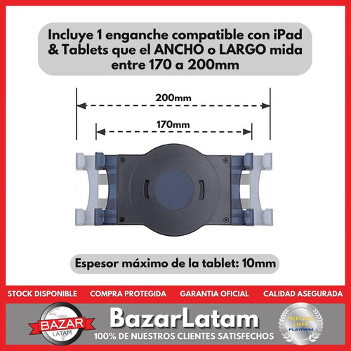 Imagen 2 de 10 de Soporte Tablet Universal Aidata Base Giratoria Ajustable