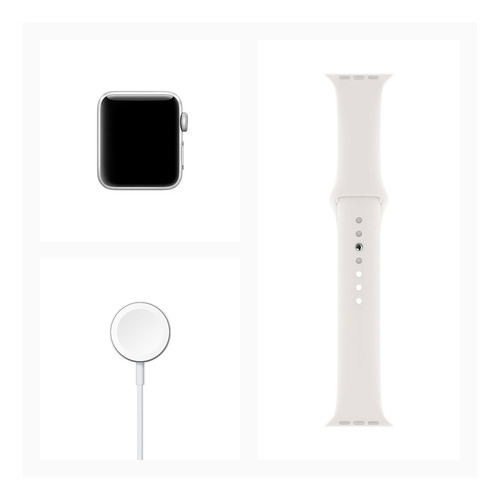 Apple Watch Series 3 (GPS) - Caja de aluminio plateado de 42 mm - Correa deportiva blanco