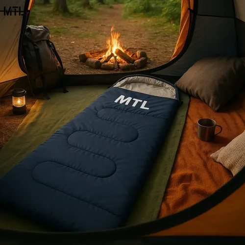 Bolsa Dormir Mtl Individual Rectangular Impermeable Relleno Algodón Poliester Resistente Agua Portátil Ligera Compacta Camping Excursion Montaña Playa Viaje Exterior Azul Abrigada Cálida Durable