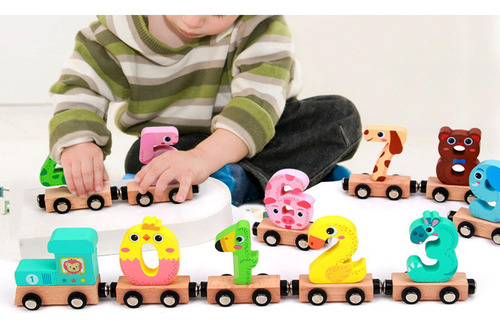 Número De Madera Train Juguete Para Niños Bloques De