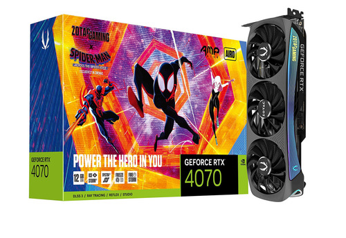 Zotac Gaming Geforce Rtx 4070 Amp Airo Spider-man: Paquete De Tarjetas Gráficas Inspiradas En El Versículo Araña, Zt-d40700f-10smp