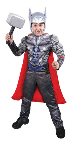 Disfraz Guerrero Vengador Thor + Martillo Para Niños 