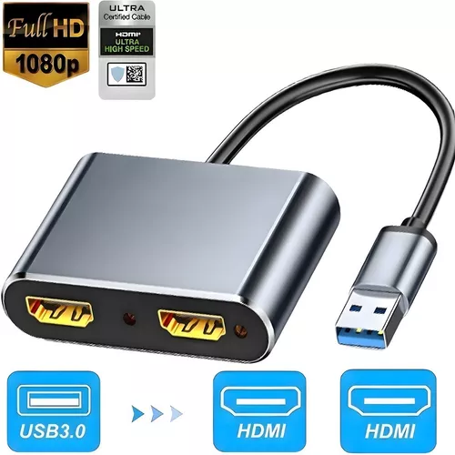 Adaptador Dual Usb A Hdmi Para Extender Dos Monitores