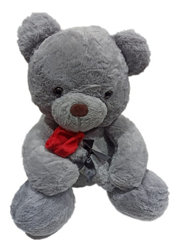 Peluche Oso Con Flor Rosa Mediano