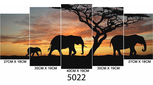 Cuadro Escalonado  Elefantes De Perfil 5022