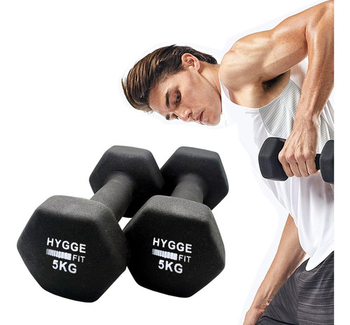 Imagen 1 de 10 de Par De Mancuernas Pesas 5 Kg Recubiertas Neoprene Funcional