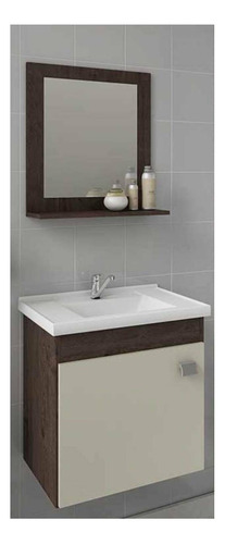 Móveis para banheiro MGM Móveis Kit Íris de 44.8cm de largura, 46cm de altura e 31.5cm de profundidade, com pia colorida branco e móveis café/off white
