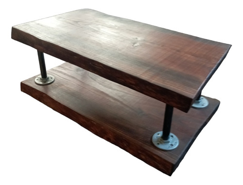 Mesa Ratona Con Ruedas Madera Y Hierro Borde Irregular 