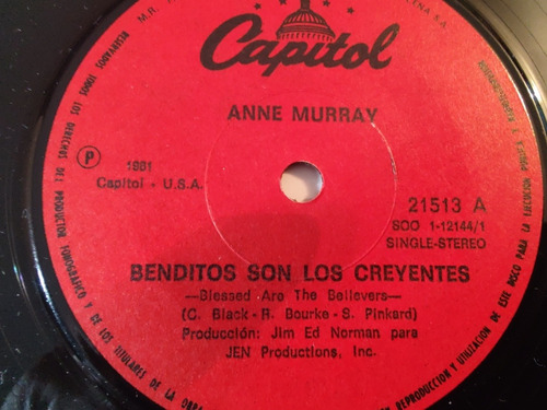 Vinilo Single De Anne Murray Benditos Los Creyentes (d163