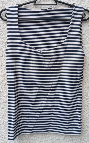 Musculosa Dama Azul/blanco Zara Talle M.