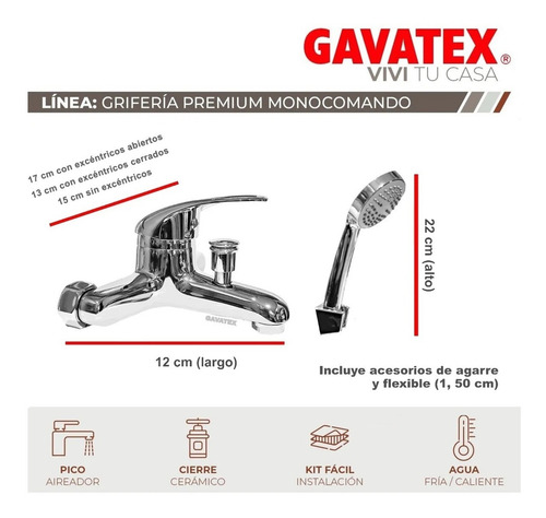 Imagen 2 de 10 de Grifería Baño Ducha Canilla Monocomando C/transferencia Gx