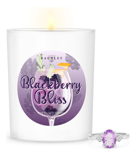 Vela Iridiscente Blackberry Bliss De 10 Oz Con Joyas Ocultas