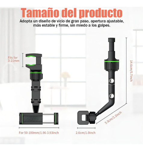 . Soporte For Teléfono Con Espejo Retrovisor 360o Multiuso