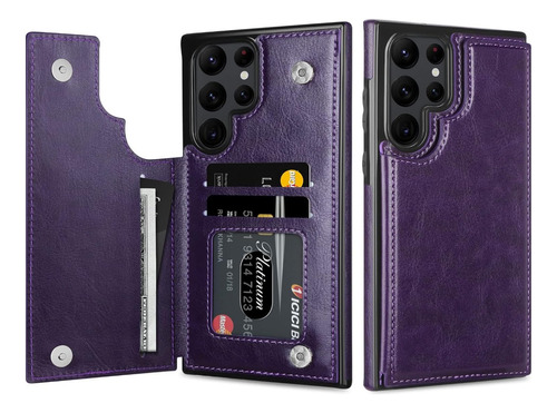 Para Samsung Galaxy S22 Ultra Wallet Purple