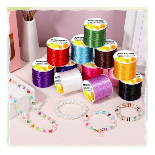 Banda Elástica Paxcoo Para Pulseras, 12 Rollos, Hilo