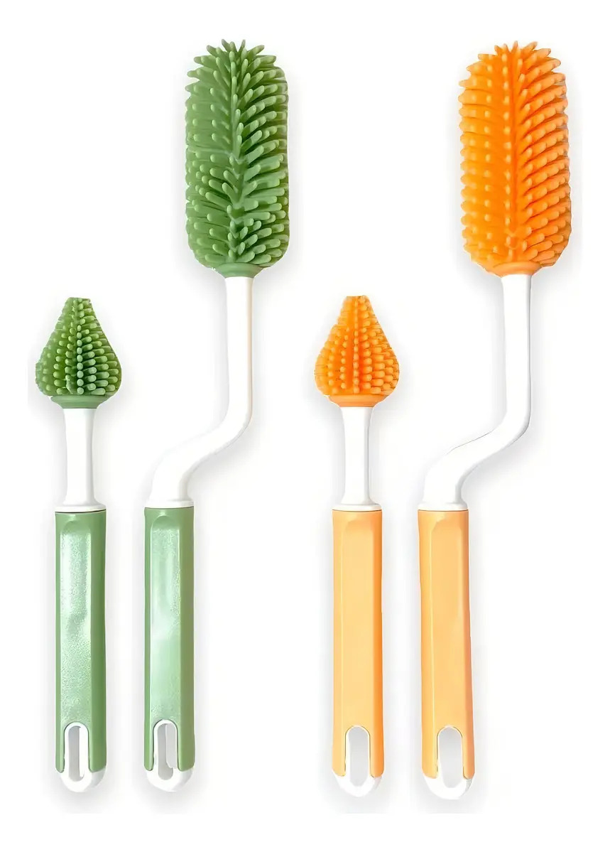 Cepillos De Silicona Limpiadores De Mamaderas Y/o Tetinas Color Verde