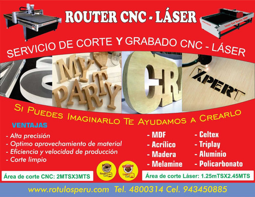 Servicio De Corte Laser Y Router Cnc Lima