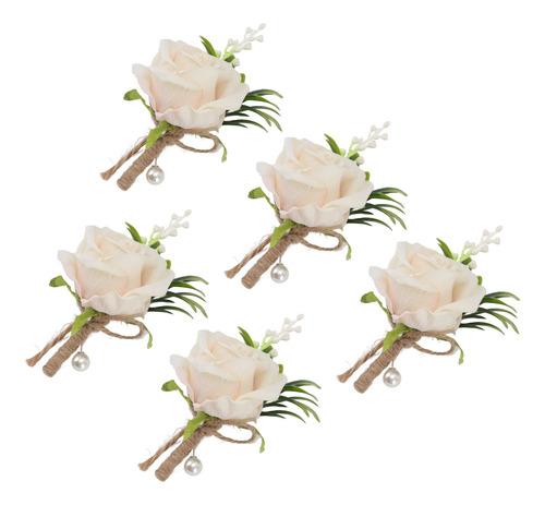 Boutonniere Con Forma De Rosa Para Boda, 5 Unidades, De Plás