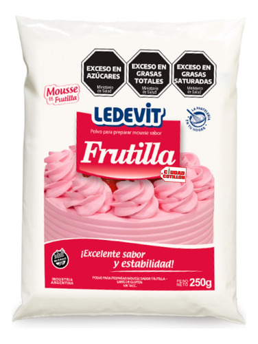 Premezcla Mousse Frutilla Polvo Ledevit 250g-ciudad Cotillón