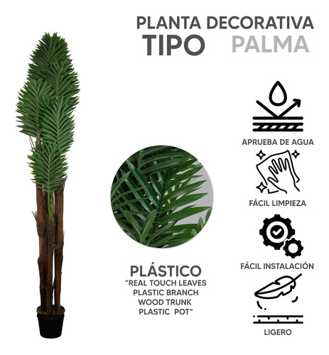 Kit 2 Plantas Artificiales Tipo Palma 180cm Recepcion