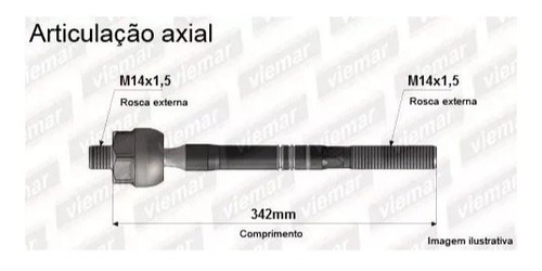 Braço Axial Articulador Direção 342mm - Outlander / Asx