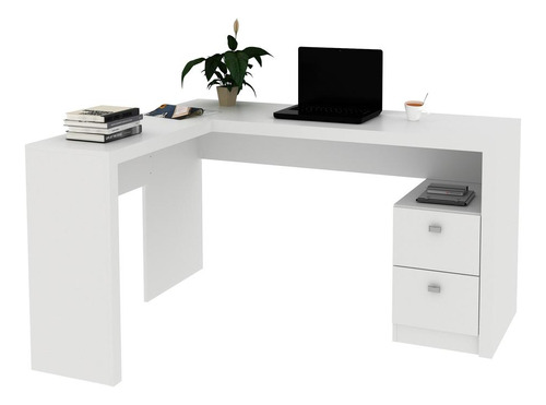 Escrivaninha/mesa Escritório De Canto Multimóveis Vcr25032 Cor Branco