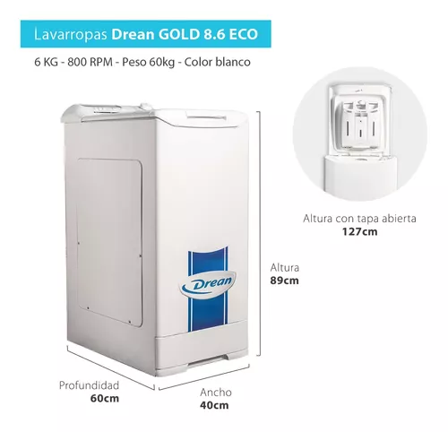 Lavarropas Automático Drean Eco Blanco 6kg Cuota