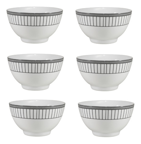 Imagem 1 de 4 de Kit 6 Bowls Cumbuca Porcelana Branco 500ml Schmidt Aline