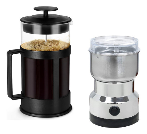 Prensa Cafetera Francesa 600 Ml + Moledor De Cafe Electrico