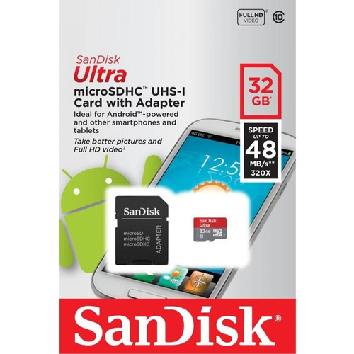 Imagen 1 de 3 de Memoria Micro Sd 32gb Sandisk Clase 10 Ultra Hasta 48mb/s