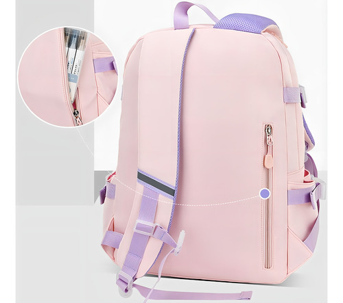 Bolsa Escolar Feminina Com Boa Aparência E Grande Capacidade Cor Roxo/grande