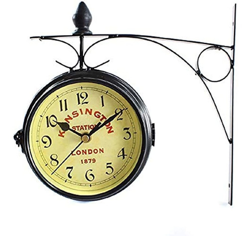 Muellery Vintage Reloj De Pared De Doble Cara Iron Metal Lon