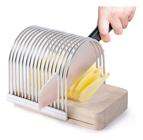 Cortador Bambú Tabla Papa Hasselback  Acero Inoxidable