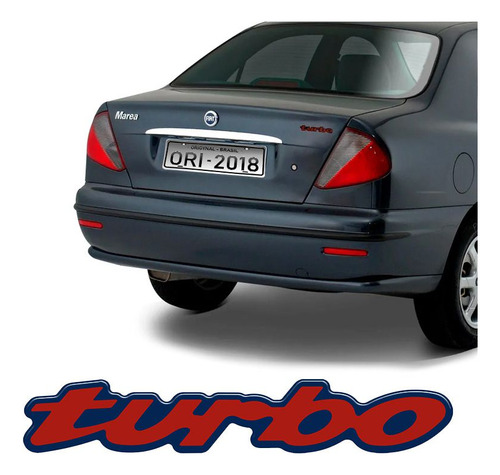Emblema Traseiro Turbo Fiat Marea Vermelho Resinado