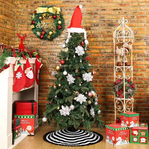 Macting Falda De Arbol De Navidad En Blanco Y Negro, 30 PuLG