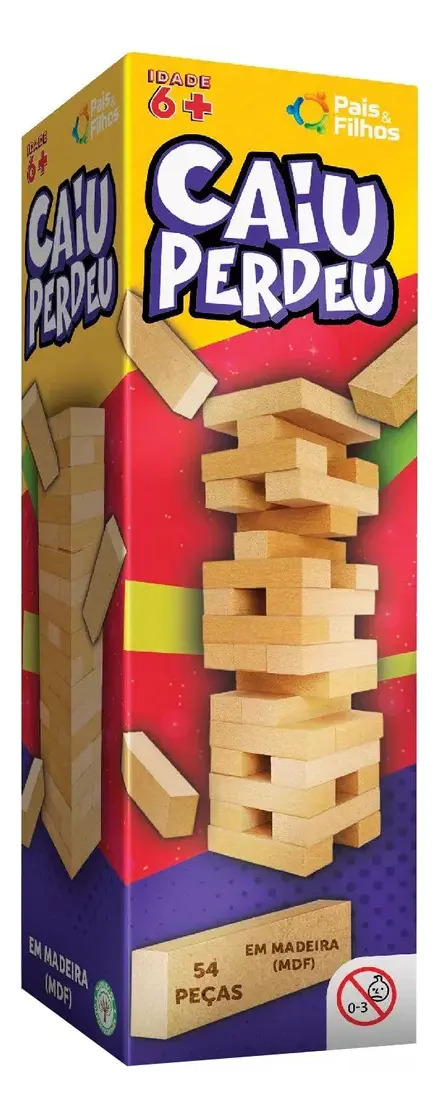 Jogo Caiu Perdeu Educativo 54 Peças Madeira Pais & Filhos