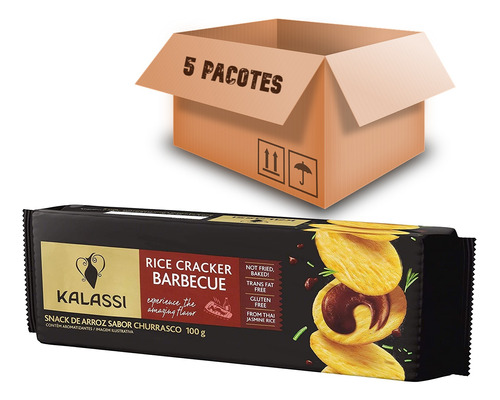 Snack Kalassi Rice Crackers Barbecue 100g (5 Pacotes)